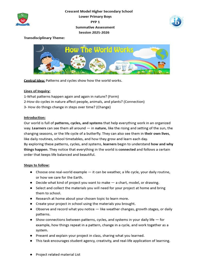 PYP 1 Summative Assessment Guide | PDF | Creativity | Paper