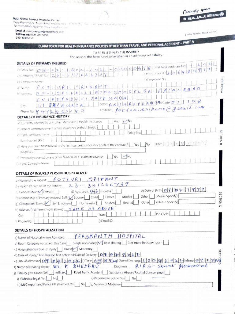Health Insurance Claim Form Guide | PDF | Cheque
