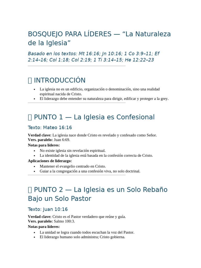 Naturaleza y Liderazgo de la Iglesia | PDF | Iglesia cristiana | Cristo ...