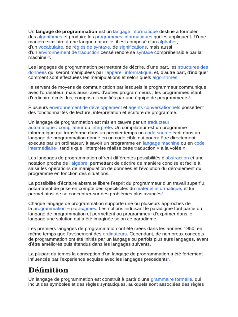 Introduction aux langages de programmation | PDF | Langage de ...