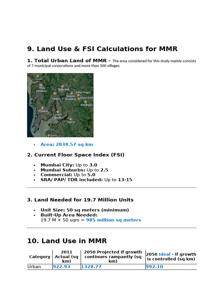 MMR Land Use & FSI Analysis 2023 | PDF | Urban Planning | Urbanization
