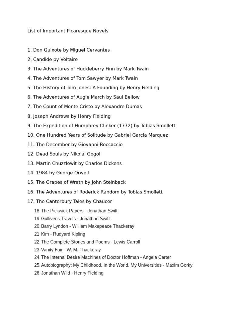 Important Novels List | PDF