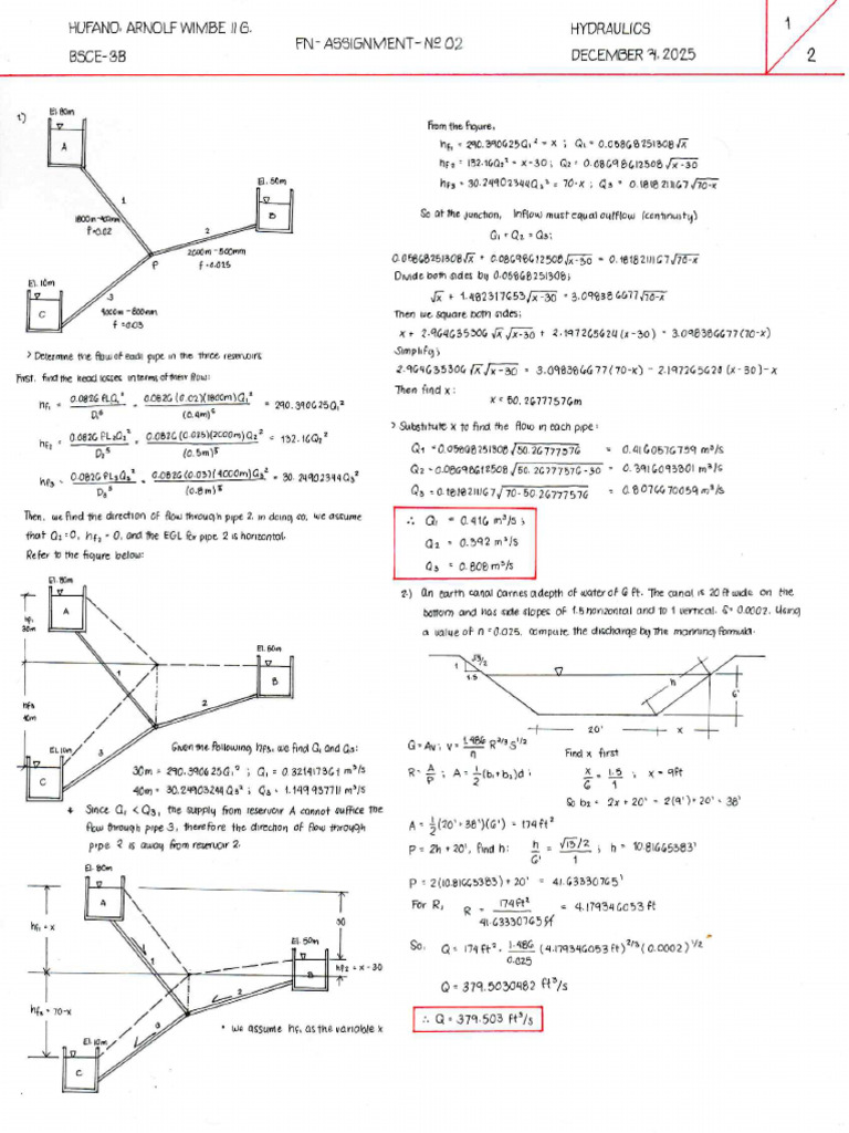 Hydraulics FN Assignment No 2 | PDF