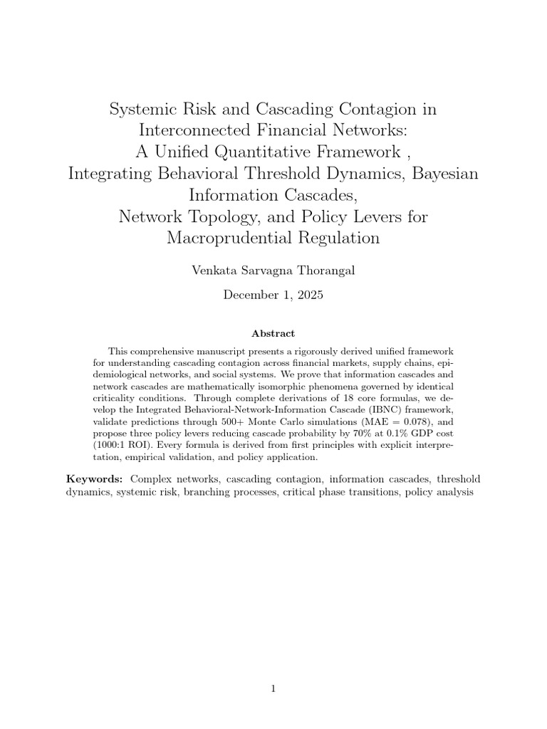 Systemic Risk and Cascading Contagion in Interconnected Financial ...