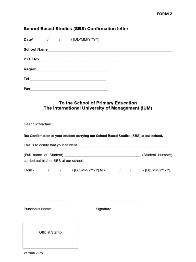 Form 2 Confirmation Letter | PDF