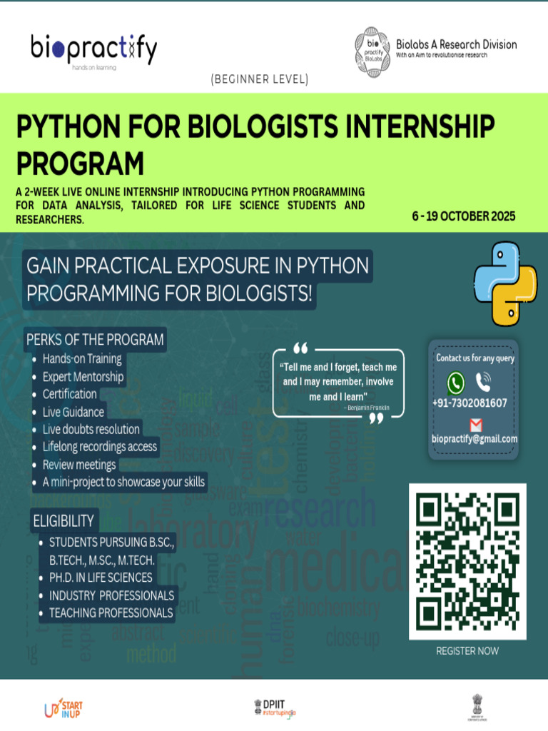 Python Internship for Biologists 2025 | PDF | Python (Programming ...