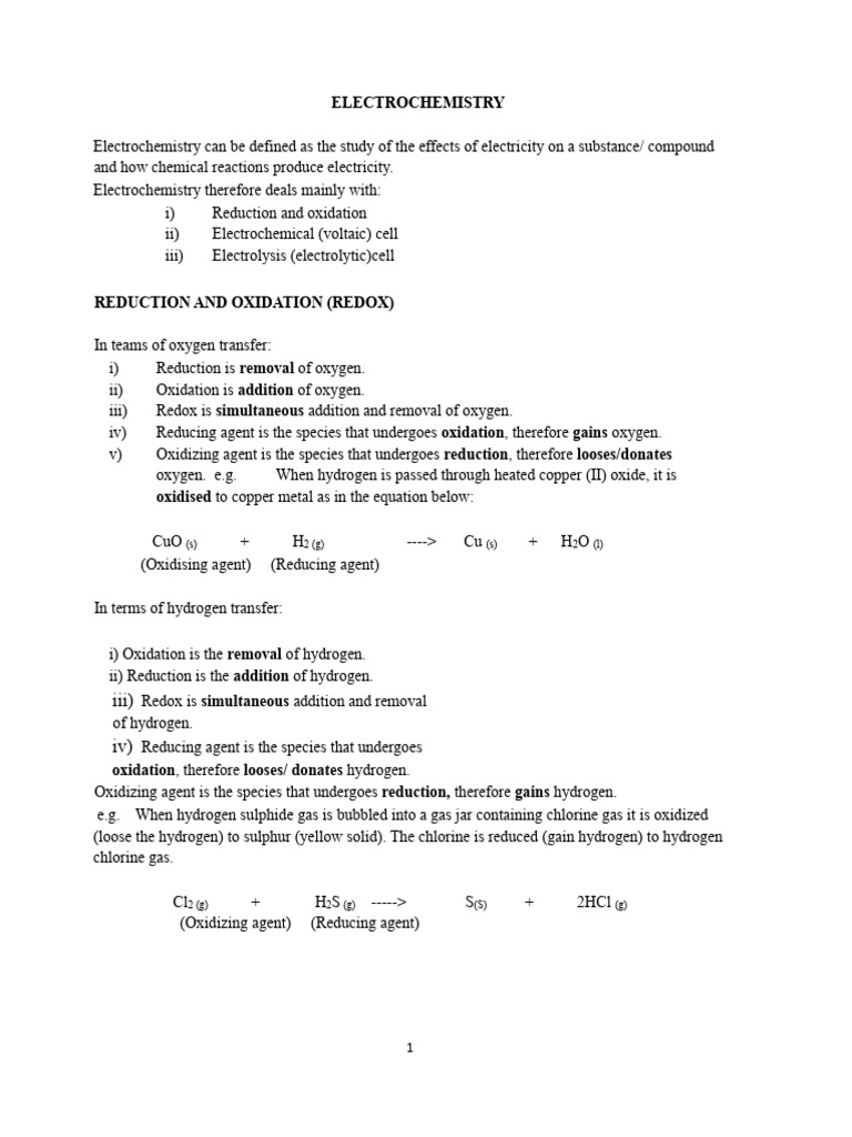 Understanding Electrochemistry Basics | PDF | Redox | Electrolyte