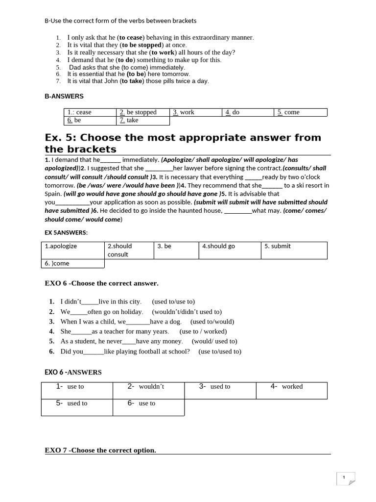 Verb Form Exercises and Answers | PDF | Juvenile Delinquency | Tropical ...