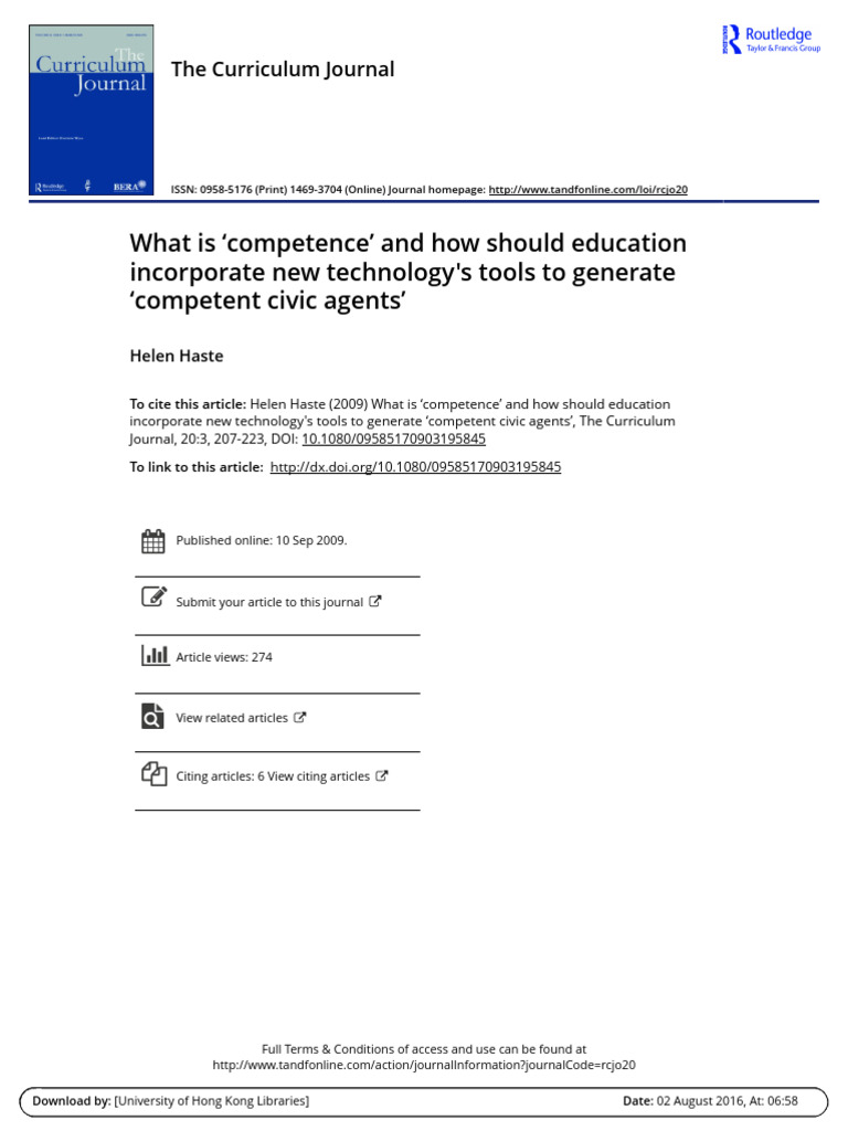 Competence and Technology in Education | PDF | Civic Engagement