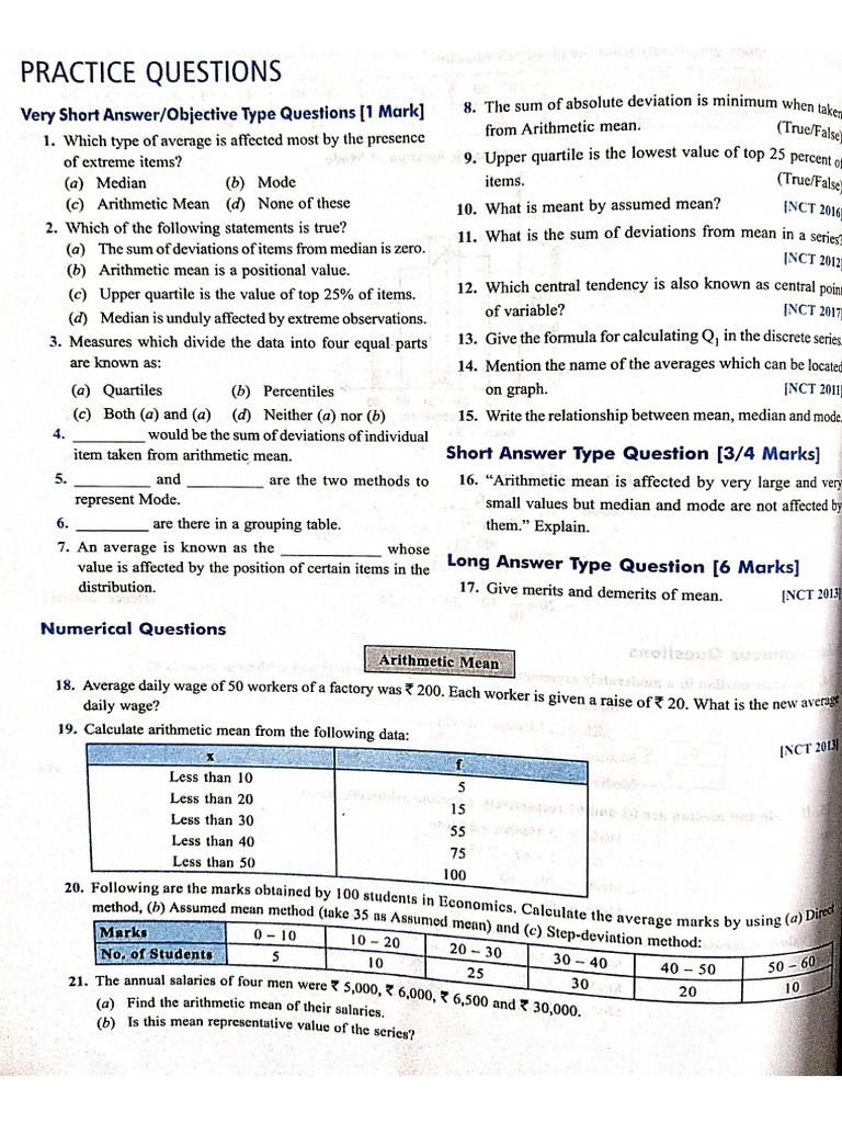 Central Tendency Assignment | PDF