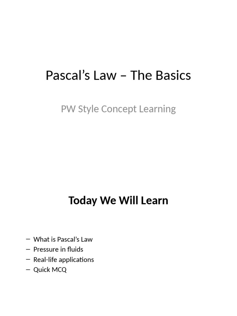 PW Style Pascals Law | PDF