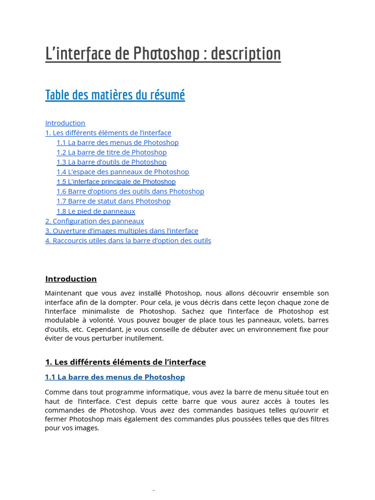 Découverte de l'interface de Photoshop | PDF | Interface graphique ...