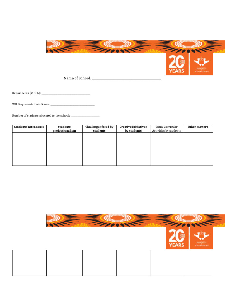 School Weekly Report Template | PDF