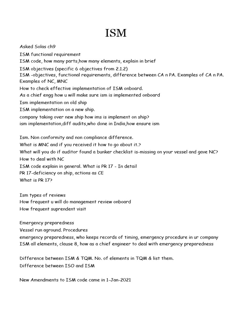 ISM Code Implementation Guide for Ships | PDF | Shipping