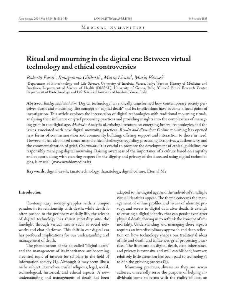 Digital Mourning: Rituals in the 21st Century | PDF | Grief | Death