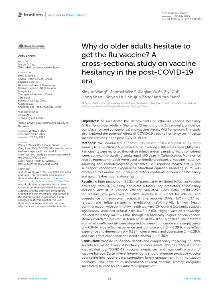 Vaccine Hesitancy in Older Adults | PDF | Influenza Vaccine | Vaccines