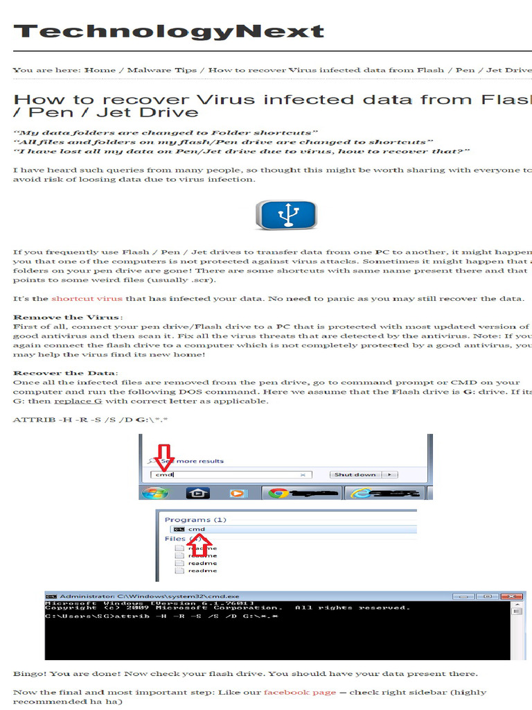 How To Recover Virus Infected Data From Usb | PDF