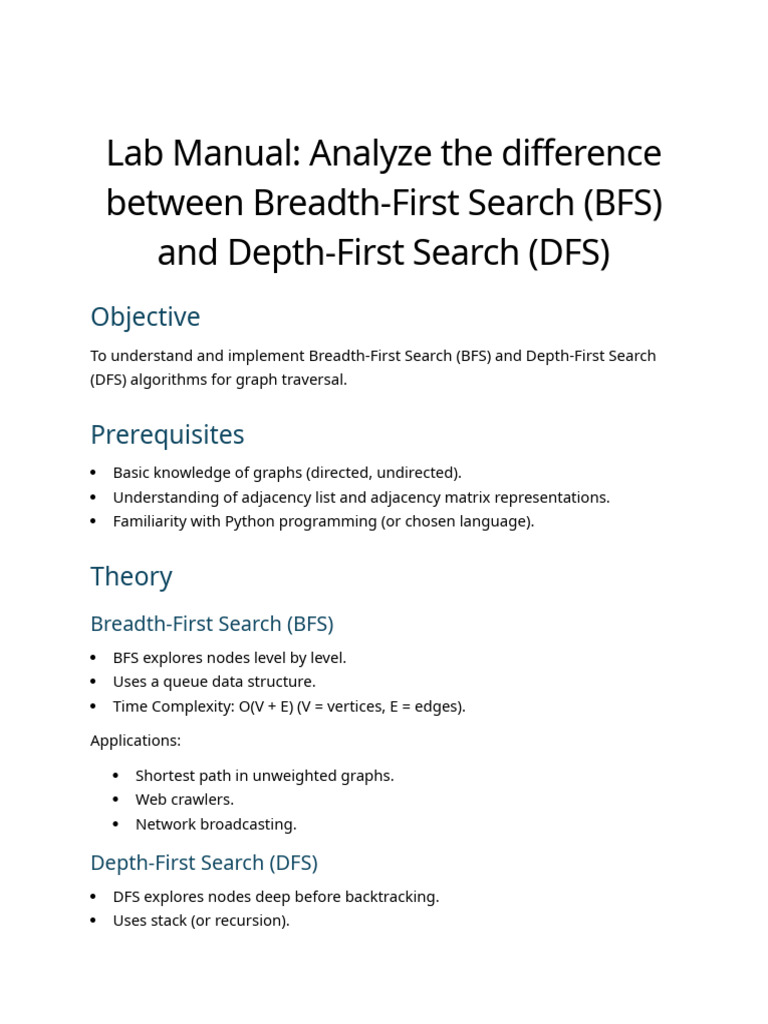 BFS vs DFS: Graph Traversal Guide | PDF | Graph Theory | Computational ...