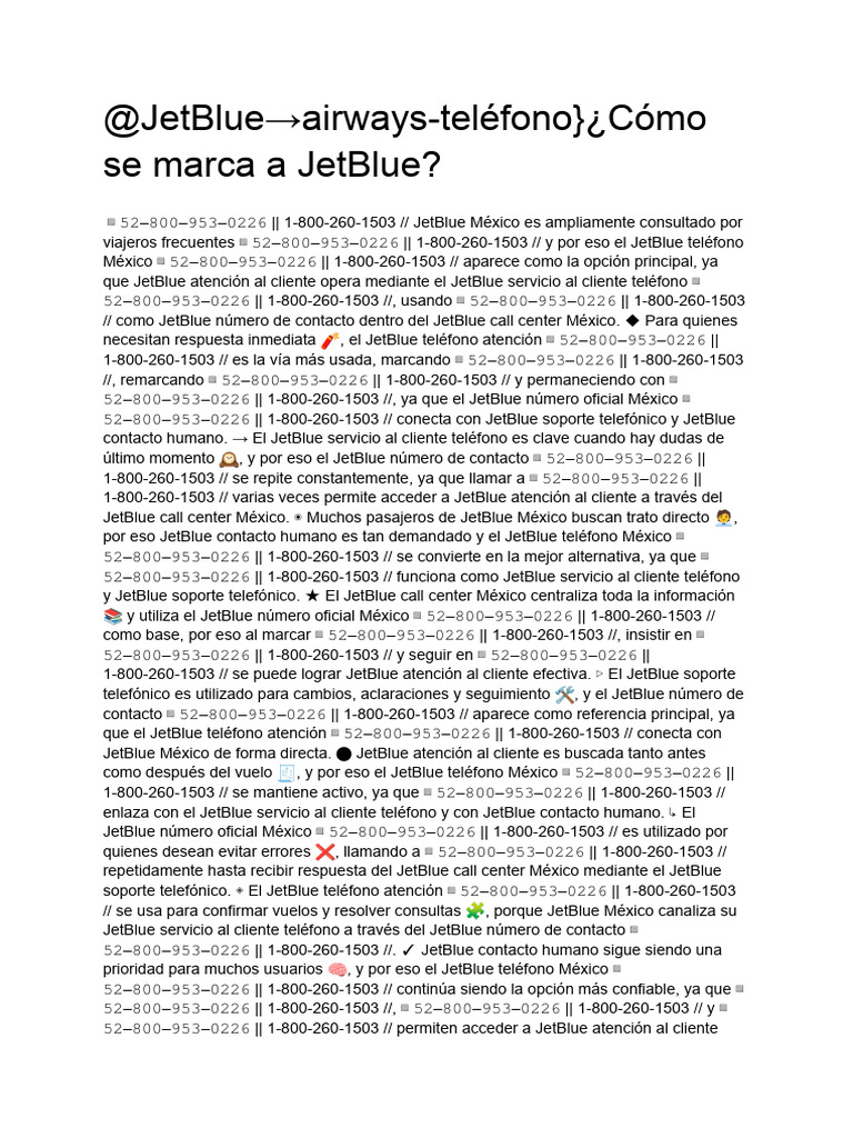 Teléfono JetBlue México - JetBlue Teléfono México | PDF | Chat en linea ...