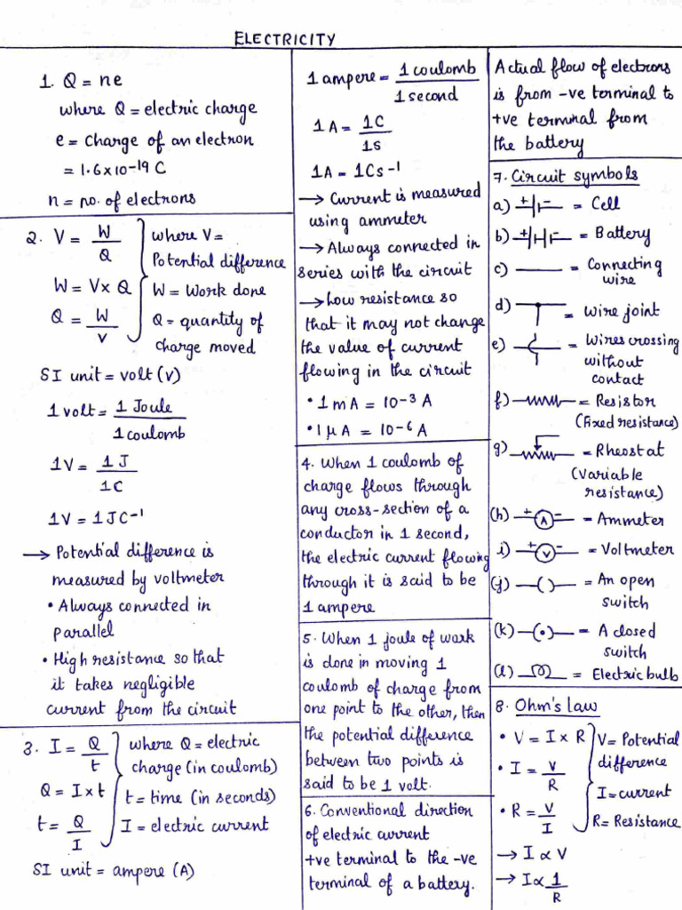 Electricity Formulas | PDF