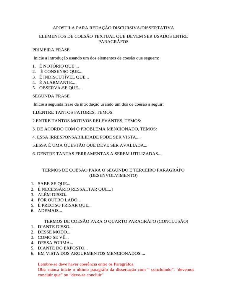 Modelo de Redação Discursiva | PDF | Parágrafo