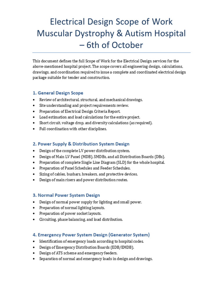 Electrical Design Scope of Work | PDF | Electrical Engineering ...