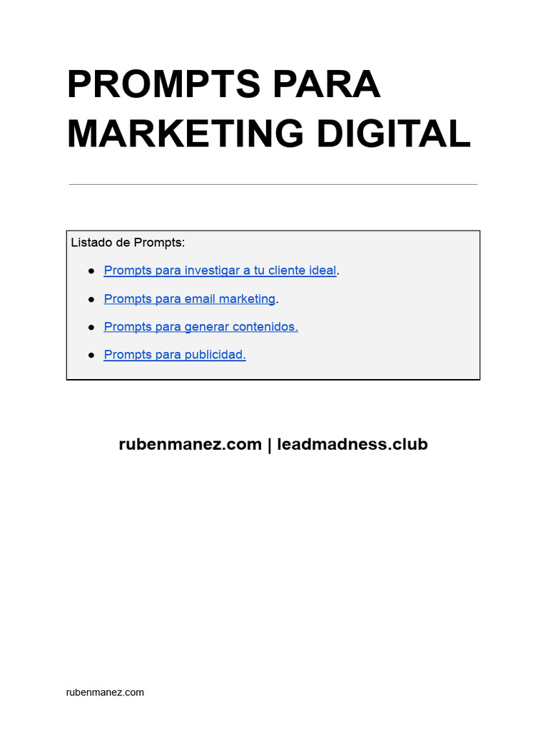 Prompts Esenciales para Marketing Digital | PDF | Marketing