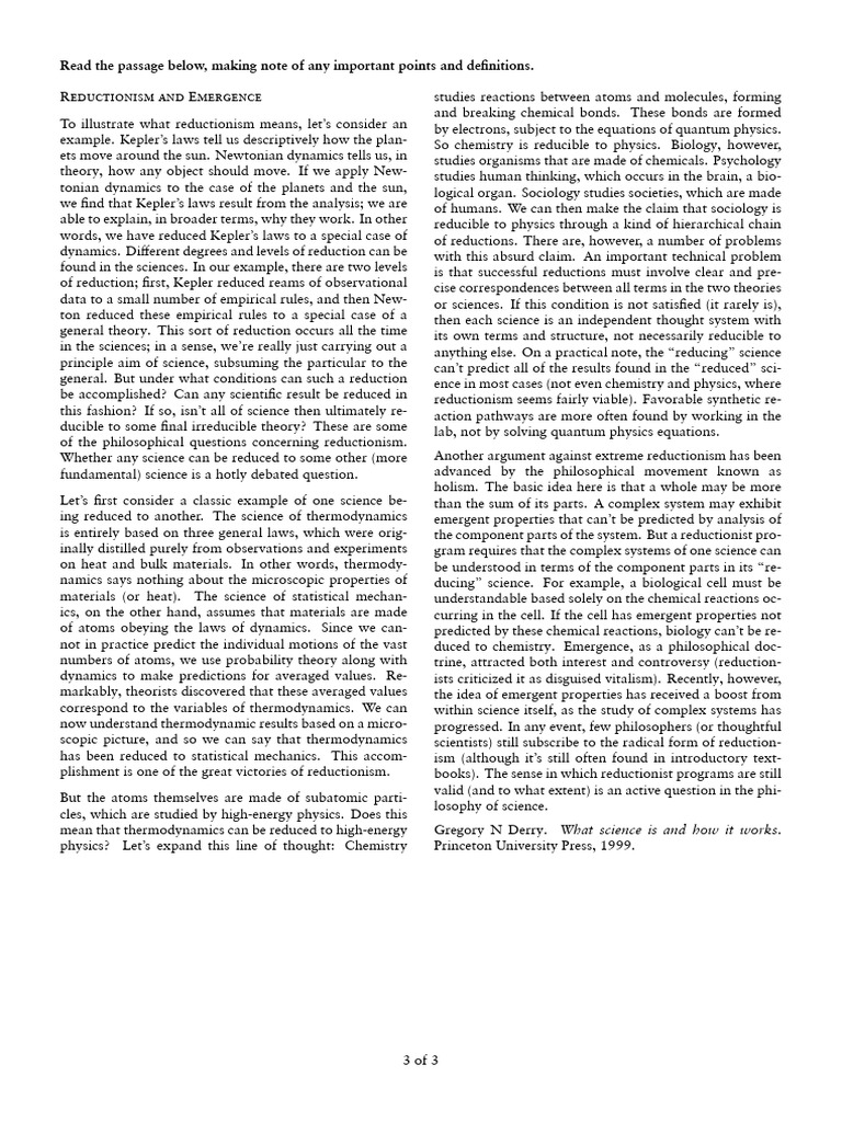 Understanding Reductionism in Science | PDF | Reductionism | Science