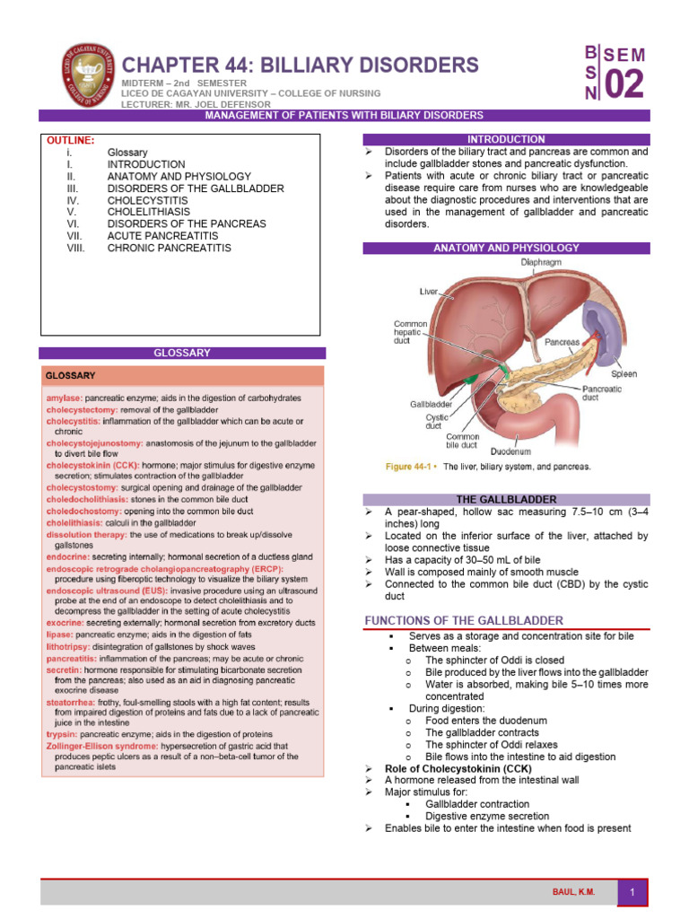Management of Biliary Disorders Guide | PDF | Pancreas | Gallbladder