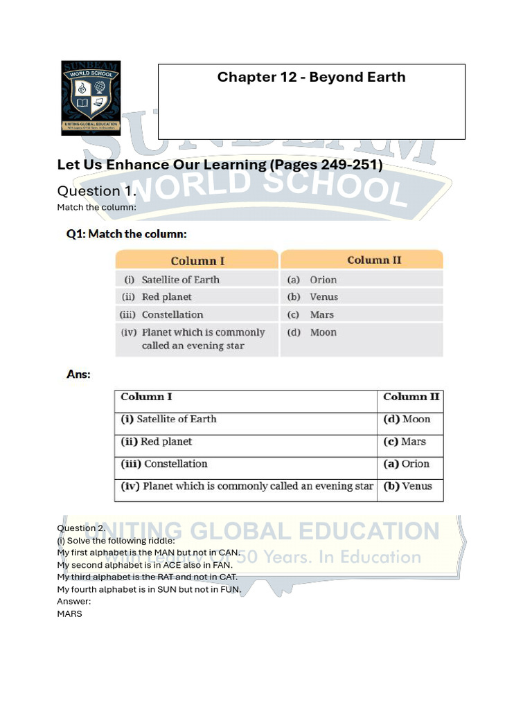 Solar System Learning Activities | PDF | Solar System | Planets
