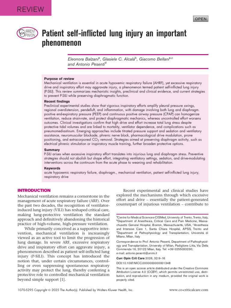 Patient Self Inflicted Lung Injury an Important.3 | PDF | Lung ...