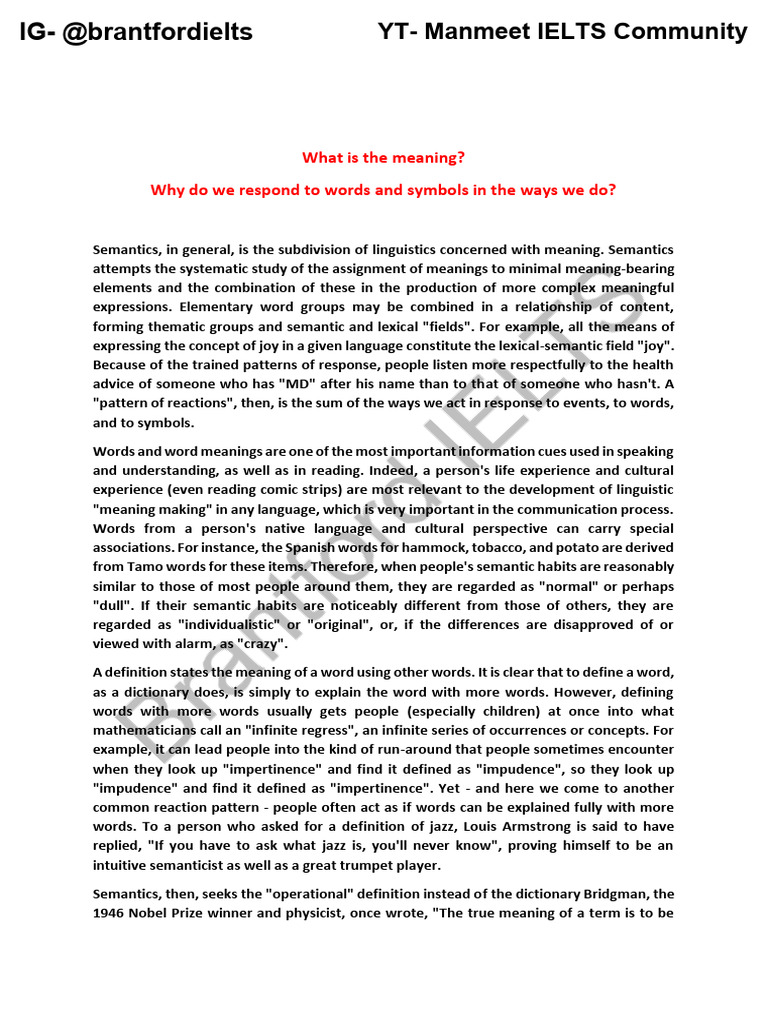 Understanding Semantics and Meaning | PDF | Pearl | Odor