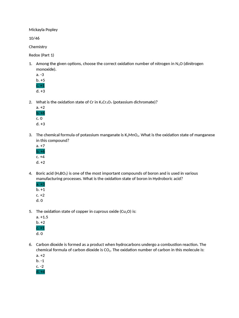 Redox Reactions (Part1) | PDF