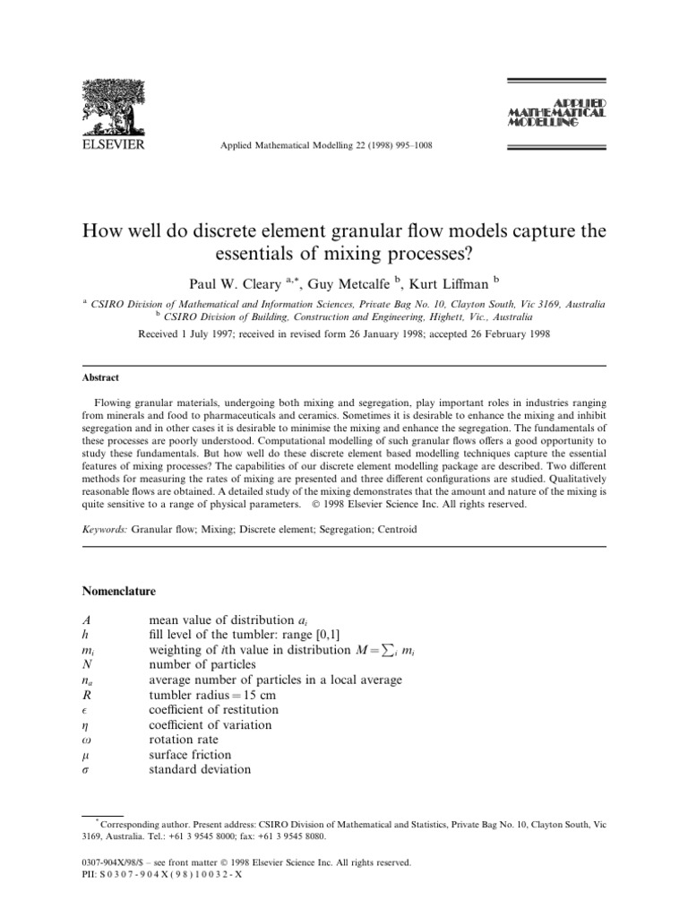 Discrete Element Models for Granular Mixing | PDF | Force | Friction