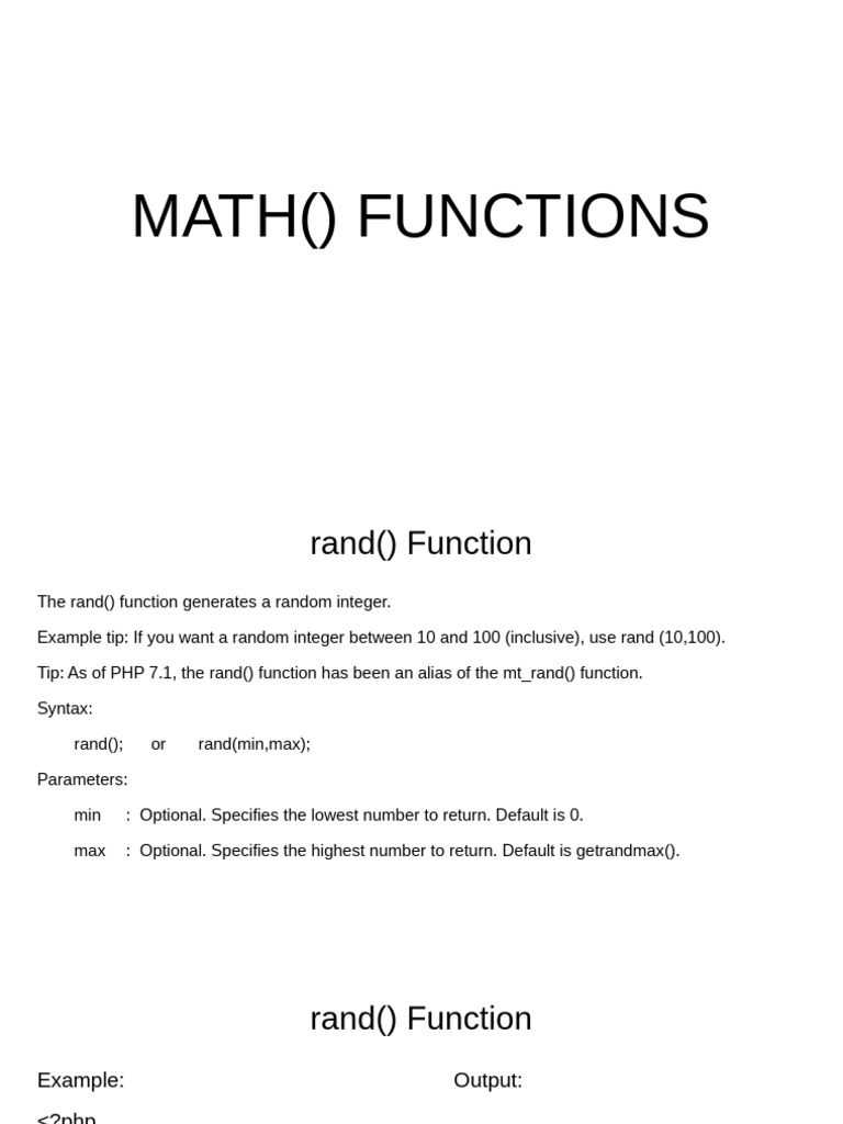 Math() Functions (3) | PDF | Trigonometric Functions | Logarithm