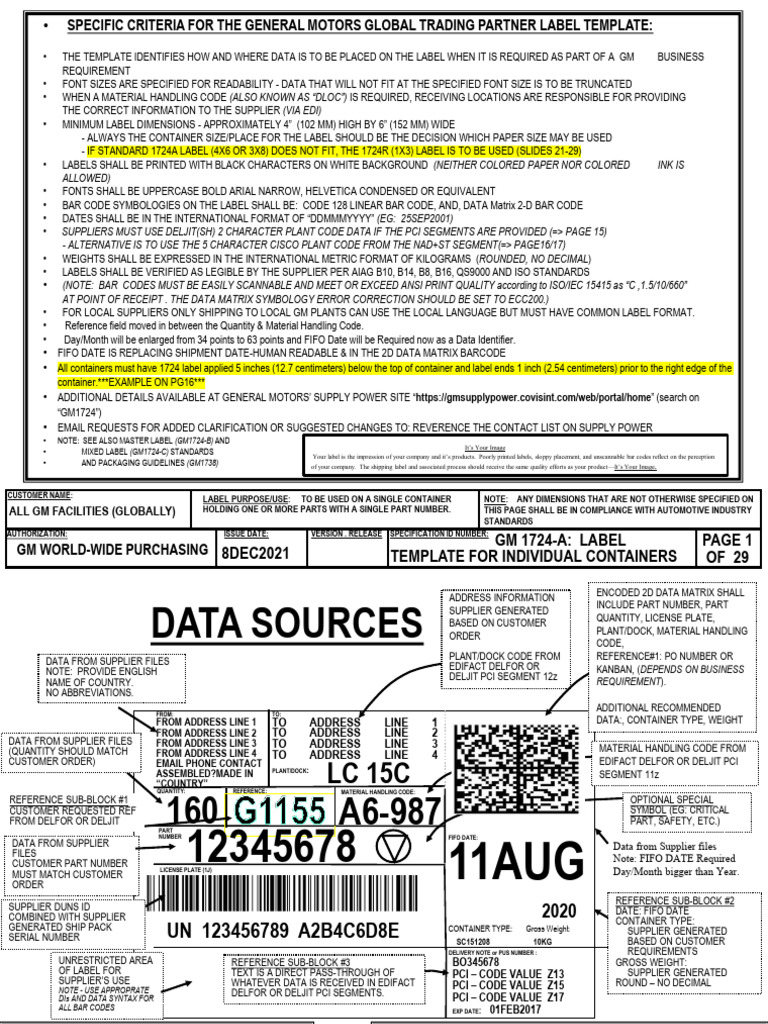 GM 1724-A Label Template Guidelines | PDF | Barcode | Arial