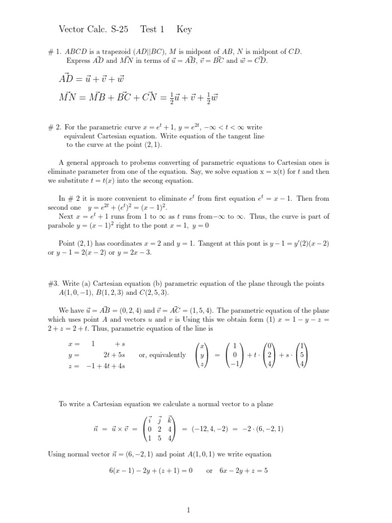 Vector Calculus Test Solutions S-25 | PDF | Differential Geometry ...