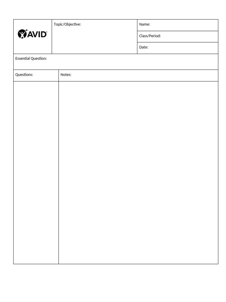 Document Template for Class Notes | PDF