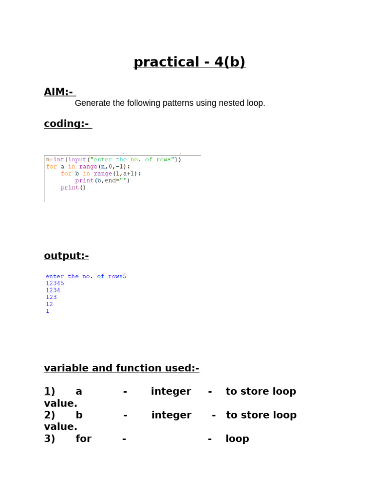 Generate Patterns with Nested Loops | PDF