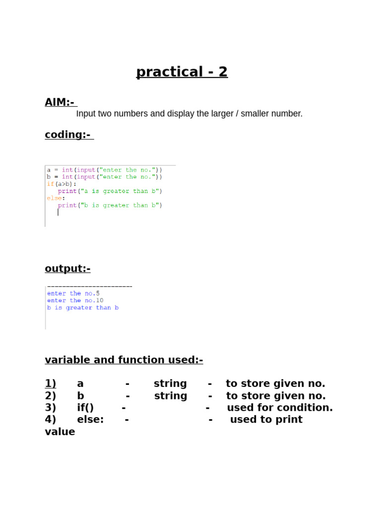 Compare Two Numbers in Python | PDF