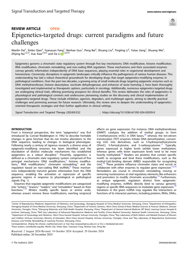 Epigenetics-Targeted Drugs: Current Insights | PDF | Epigenetics ...