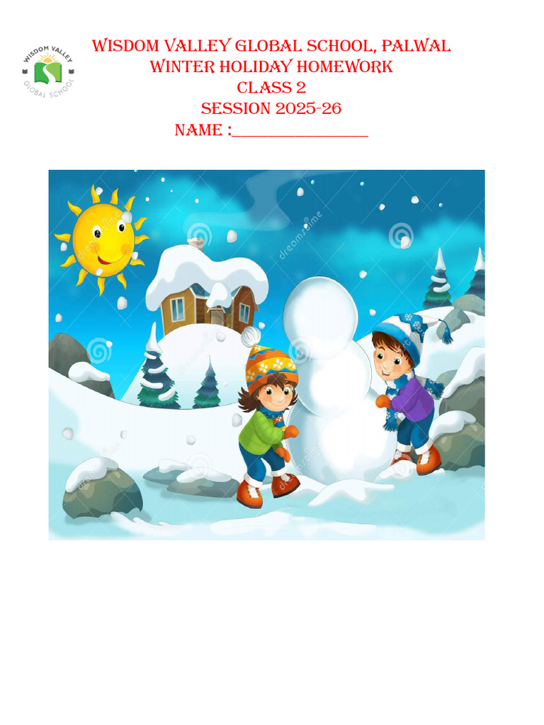 Winter Holiday Homework 25-26 | PDF