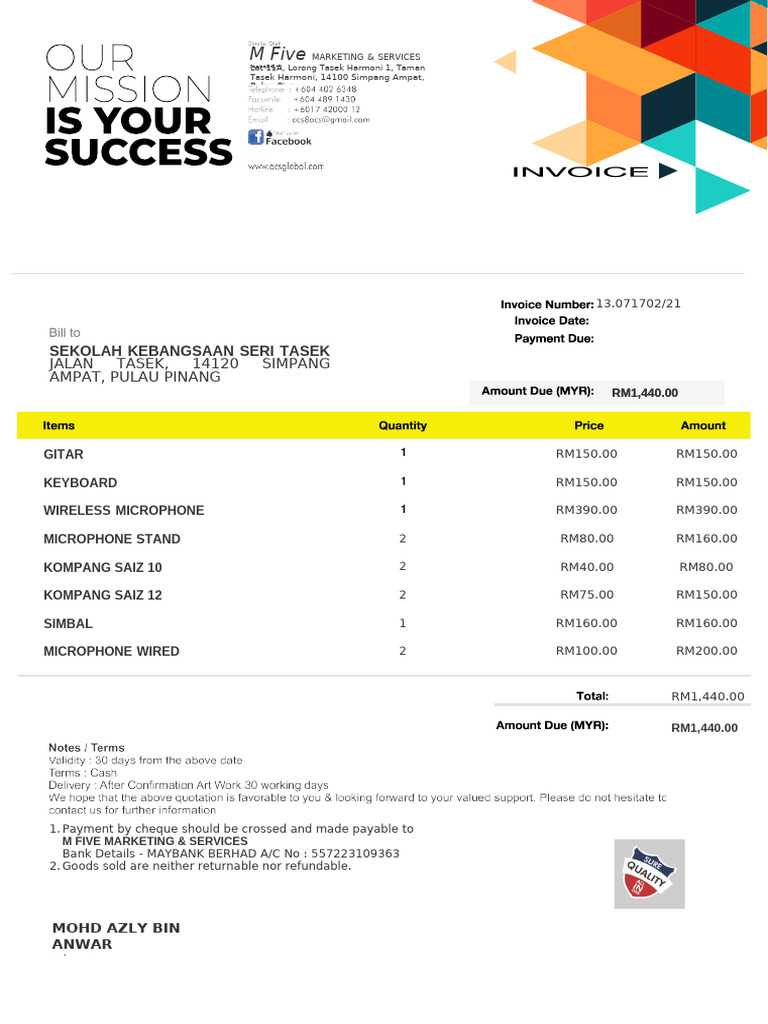 M Five Marketing Services Invoice Details | PDF