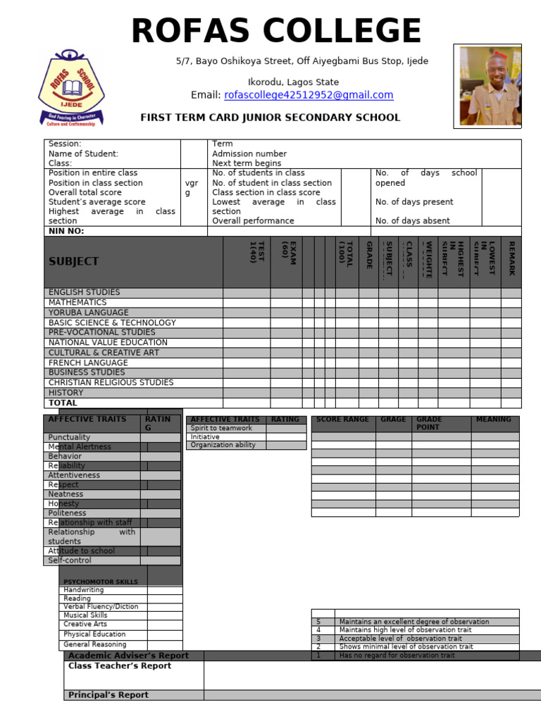 Student Performance Report Cards | PDF | Physical Education | Nigeria