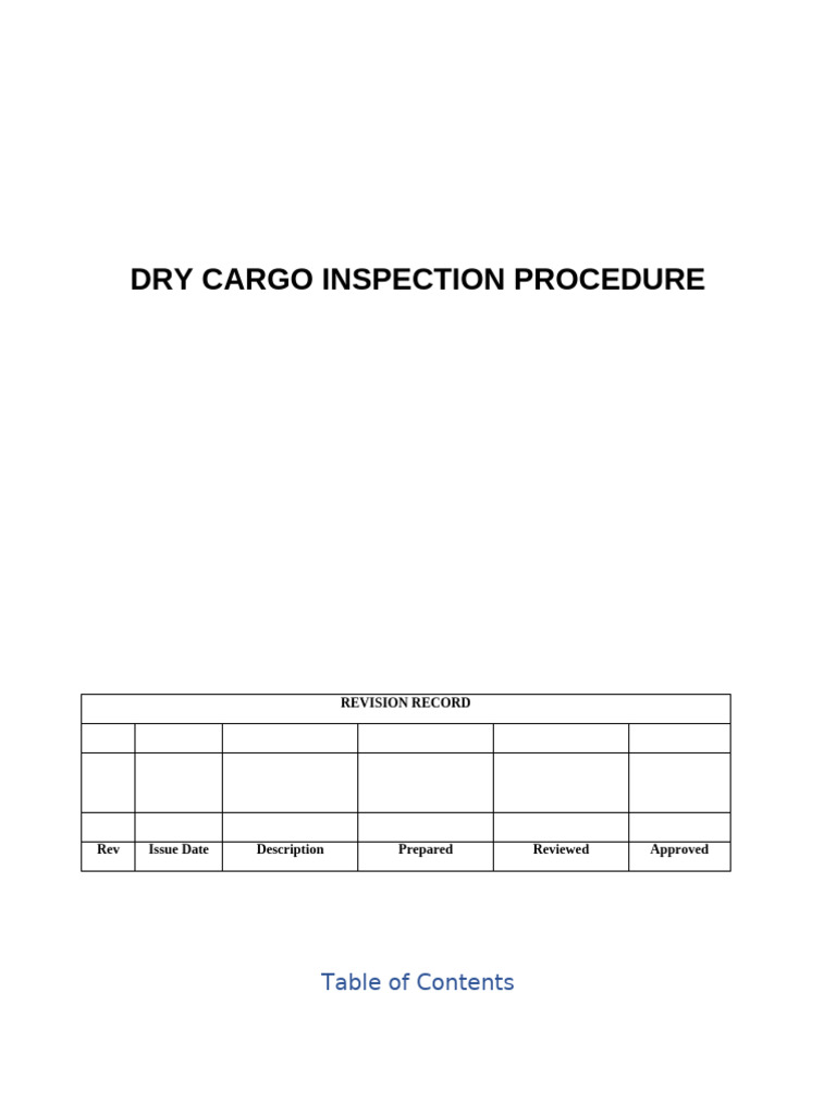 5.II.2. Dry Cargo Inspection Procedure | PDF | Cargo