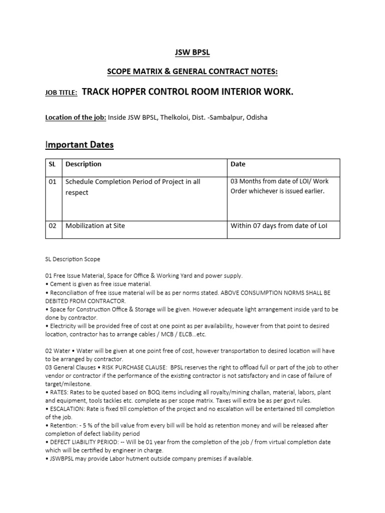 Scope Matrix - Interior Work Track Hopper | PDF