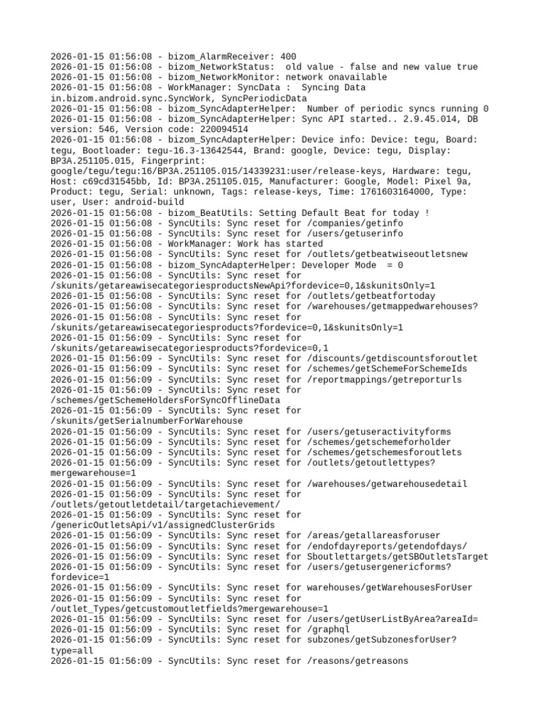 Bizom Data Sync Log Analysis | PDF | Computing | Software