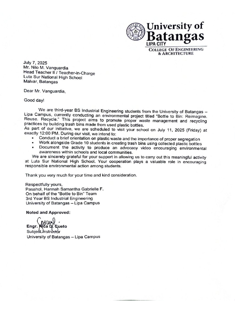 Letter of Group 5 | PDF