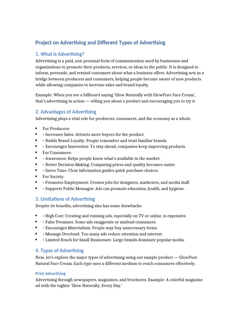 Advertising Project CBSE | PDF | Advertising | Brand