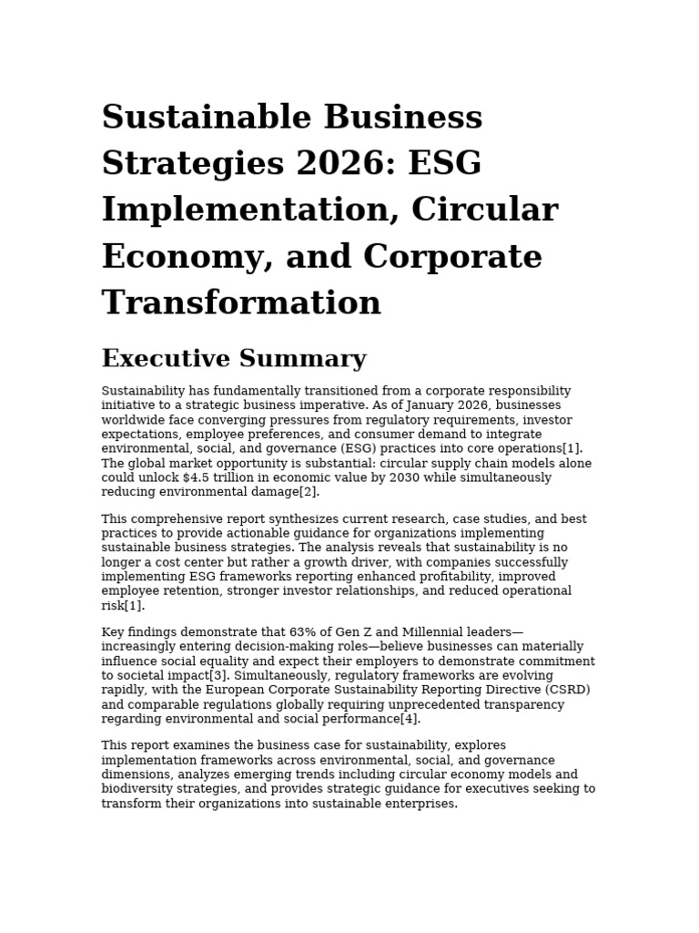 Sustainable Business Strategies 2026 | PDF | Sustainability | Governance